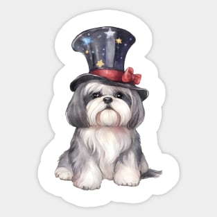 Watercolor Shih Tzu Dog in Magic Hat Sticker